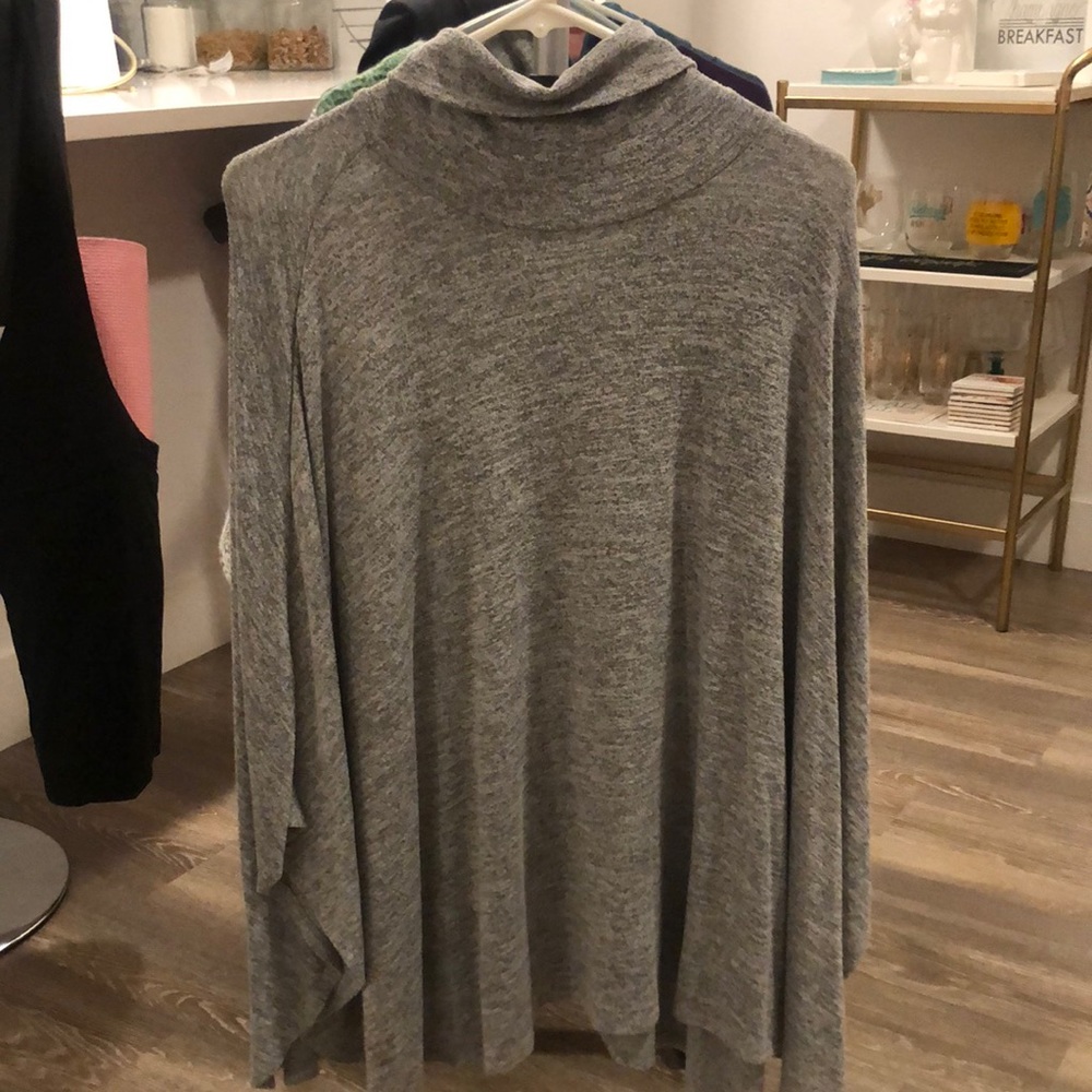 Gray Turtleneck Poncho